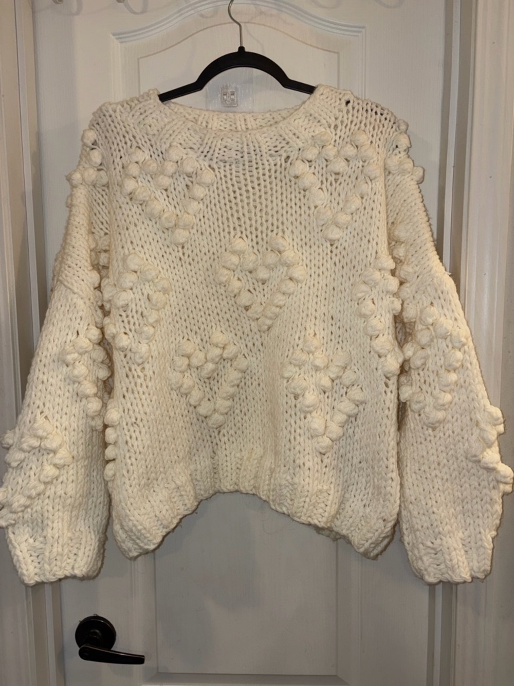 Wishlist Cream Chunky Pom-Pom Crewneck Sweater